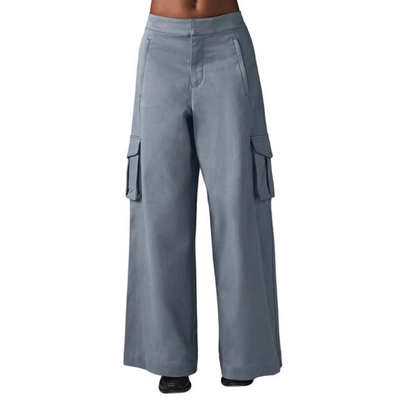 Alo Yoga 'Show Off Cargo' Grey Cotton Wide Leg Trouser (regular) Size XXS - NWT - Picture 1 of 5